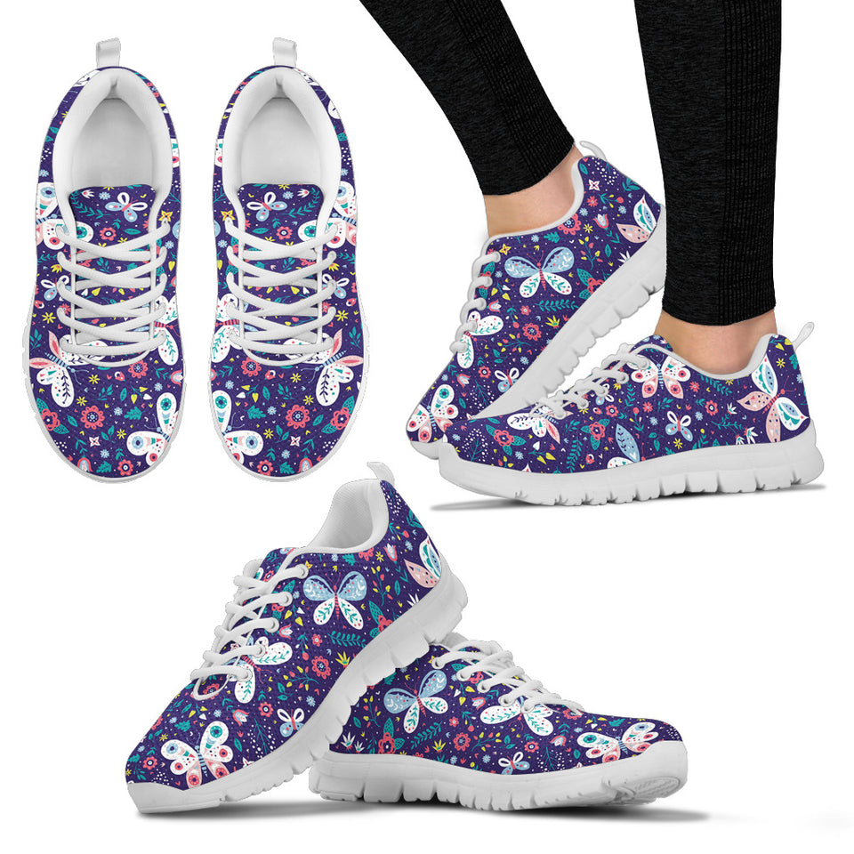 Colorful Butterfly Flower Pattern.Eps Women'S Sneaker Shoes