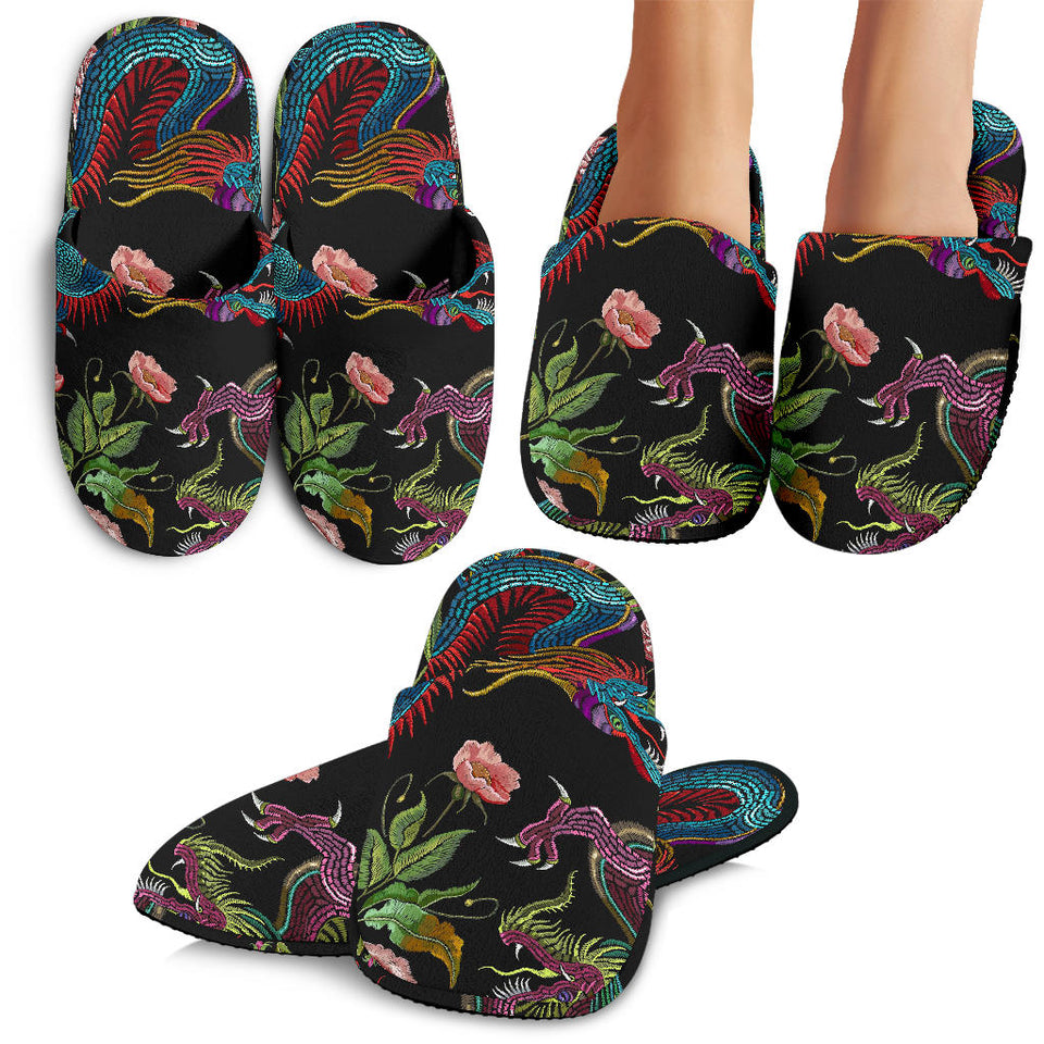 Dragons Flower Pattern Slippers