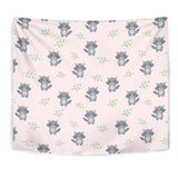 Cute Raccoons Leaves Pattern Wall Tapestry