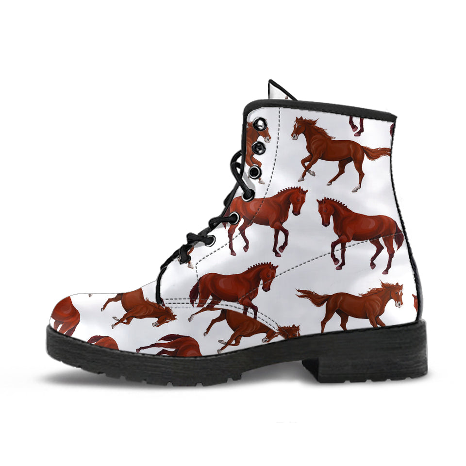 Horses Running Pattern Background Leather Boots