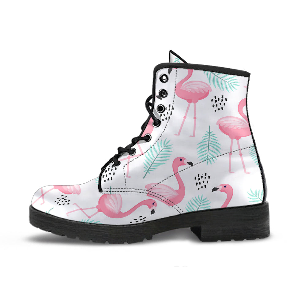 Cute Flamingo Pattern Leather Boots