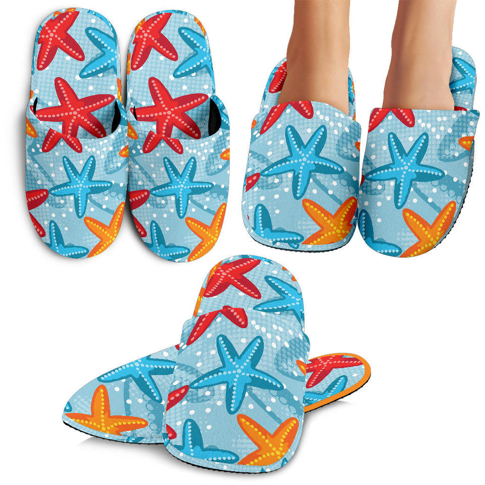 Blue Red Orange Starfish Pattern Slippers