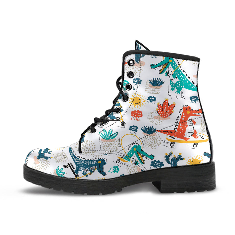 Cute Crocodile Pattern Leather Boots