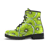 Slices Of Lime Design Pattern Leather Boots