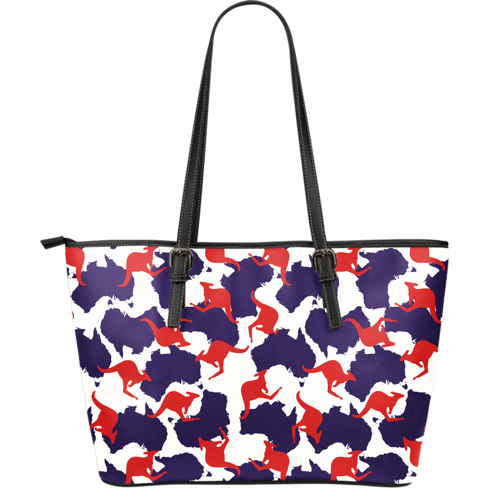 Kangaroo Australian Pattern Large Leather Tote Bag