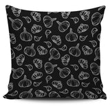 Garlic Pattern Black Background Pillow Cover
