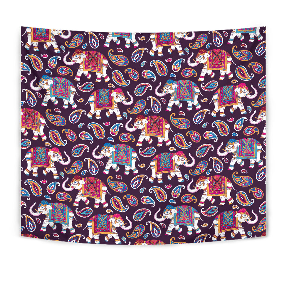 Elephant Indian Style Ornament Pattern Wall Tapestry