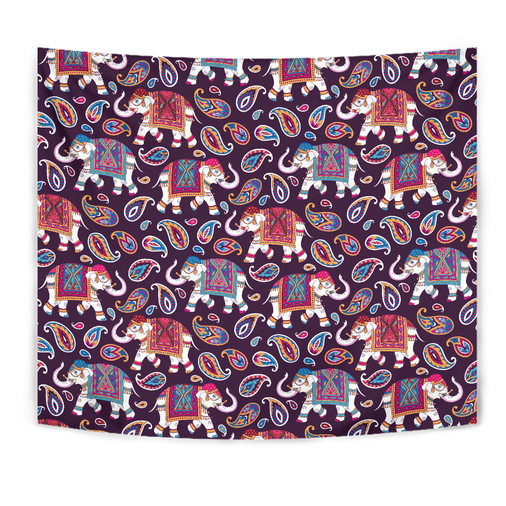 Elephant Indian Style Ornament Pattern Wall Tapestry