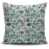 Dragonfly Butterfly Plants Insect Flower Vintage Style Pattern Pillow Cover