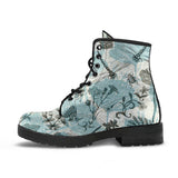 Dragonfly Butterfly Plants Insect Flower Vintage Style Pattern Leather Boots