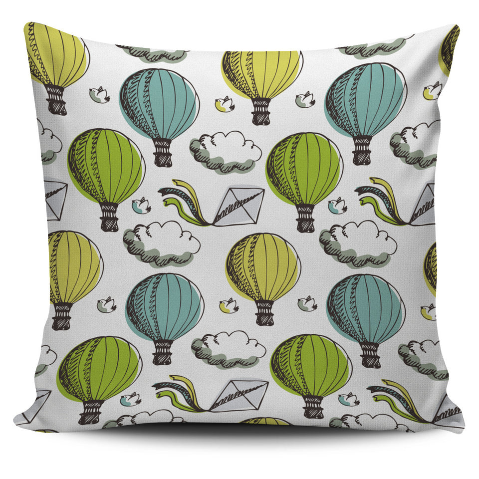Hot Air Balloon Bird Cloud Pattern Pillow Cover