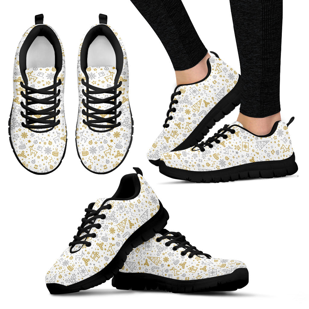 Christmas Tree Christmas Elemen'St Silver Gold Pattern Women'S Sneaker Shoes