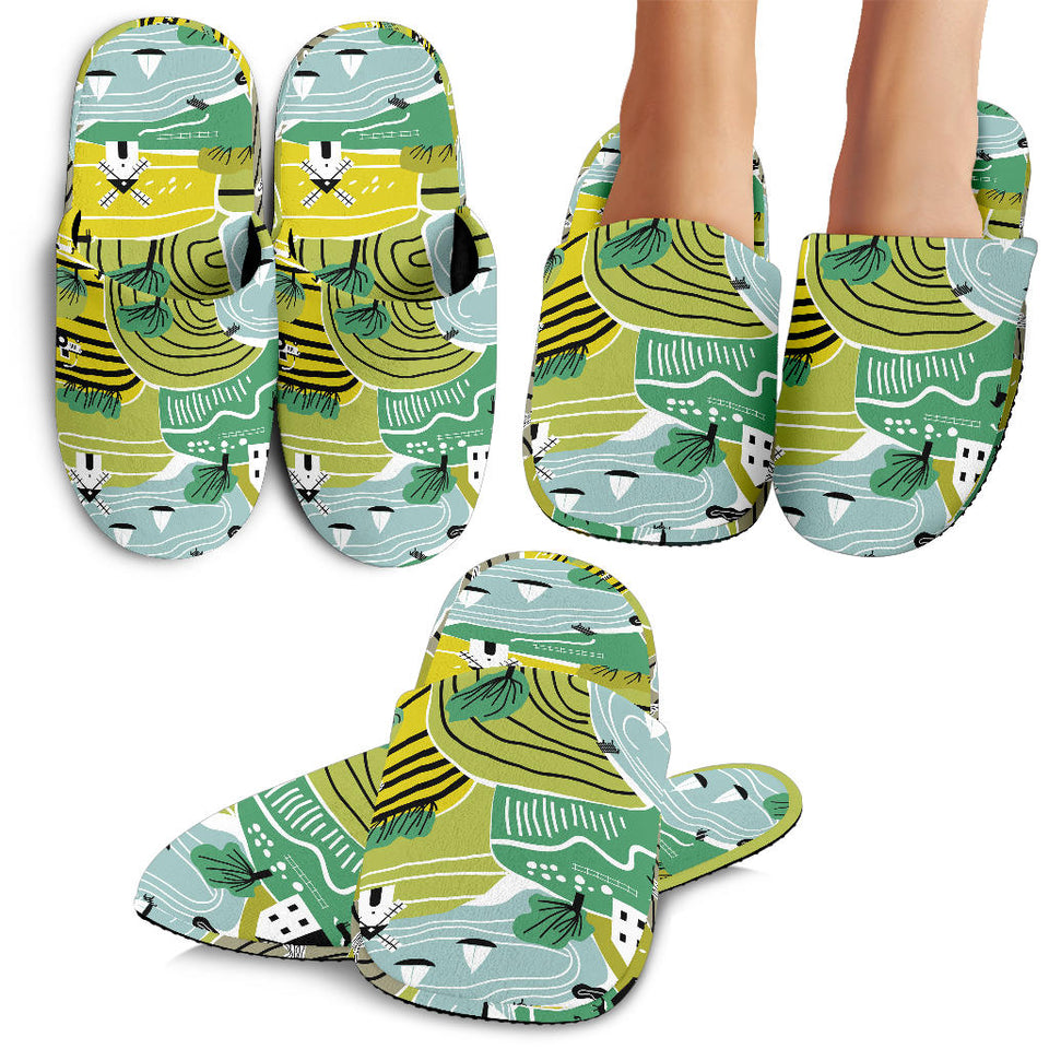 Hand Drawn Windmill Pattern Slippers