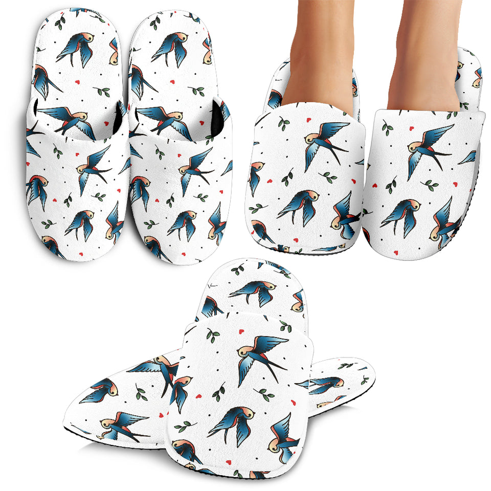 Swallow Pattern Print Design 04 Slippers