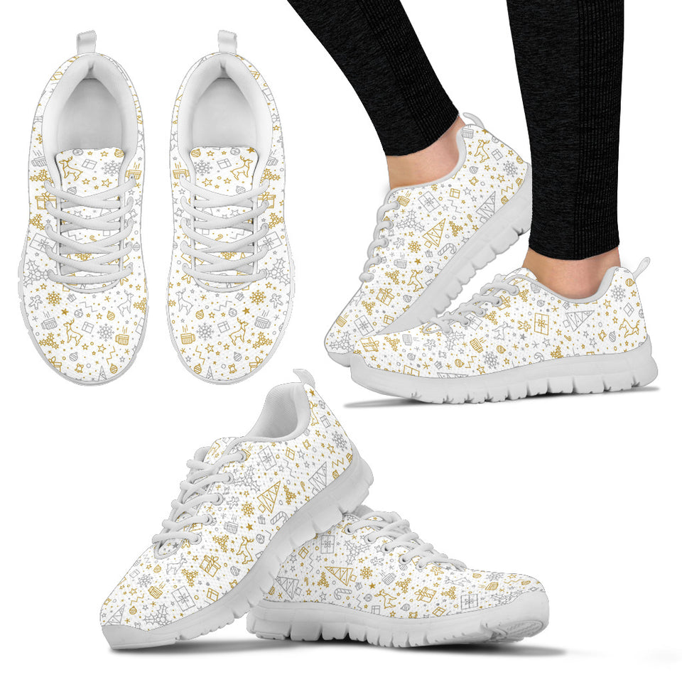 Christmas Tree Christmas Elemen'St Silver Gold Pattern Women'S Sneaker Shoes