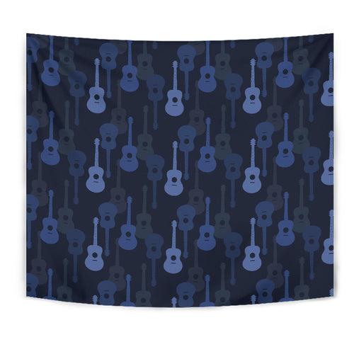 Blue Theme Guitar Pattern Wall Tapestry