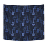 Blue Theme Guitar Pattern Wall Tapestry
