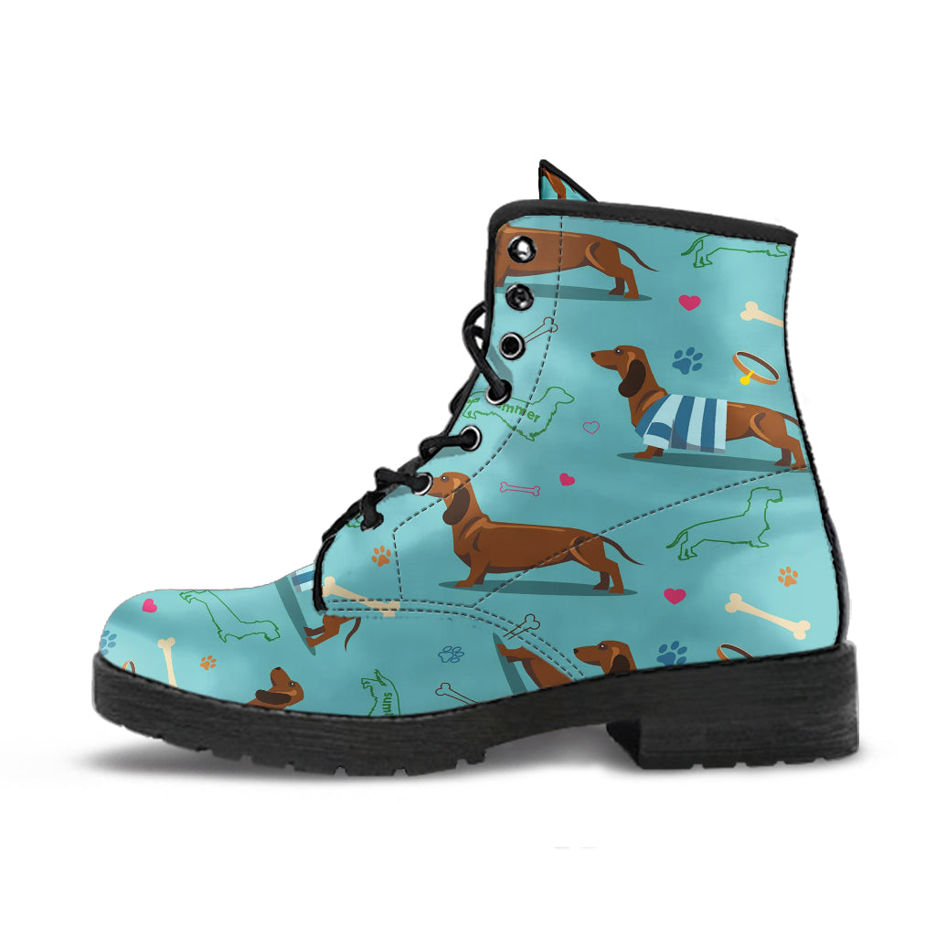 Dachshund Decorative Background Leather Boots