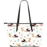 Cute Chihuahua Puppie Pattern Large Leather Tote Bag