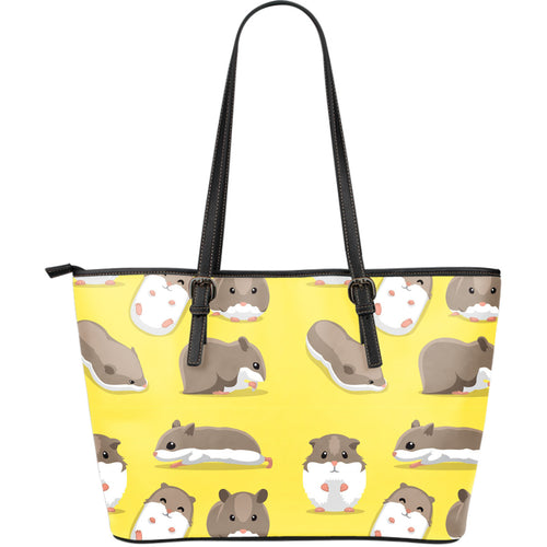 Cute Hamster Pattern Large Leather Tote Bag