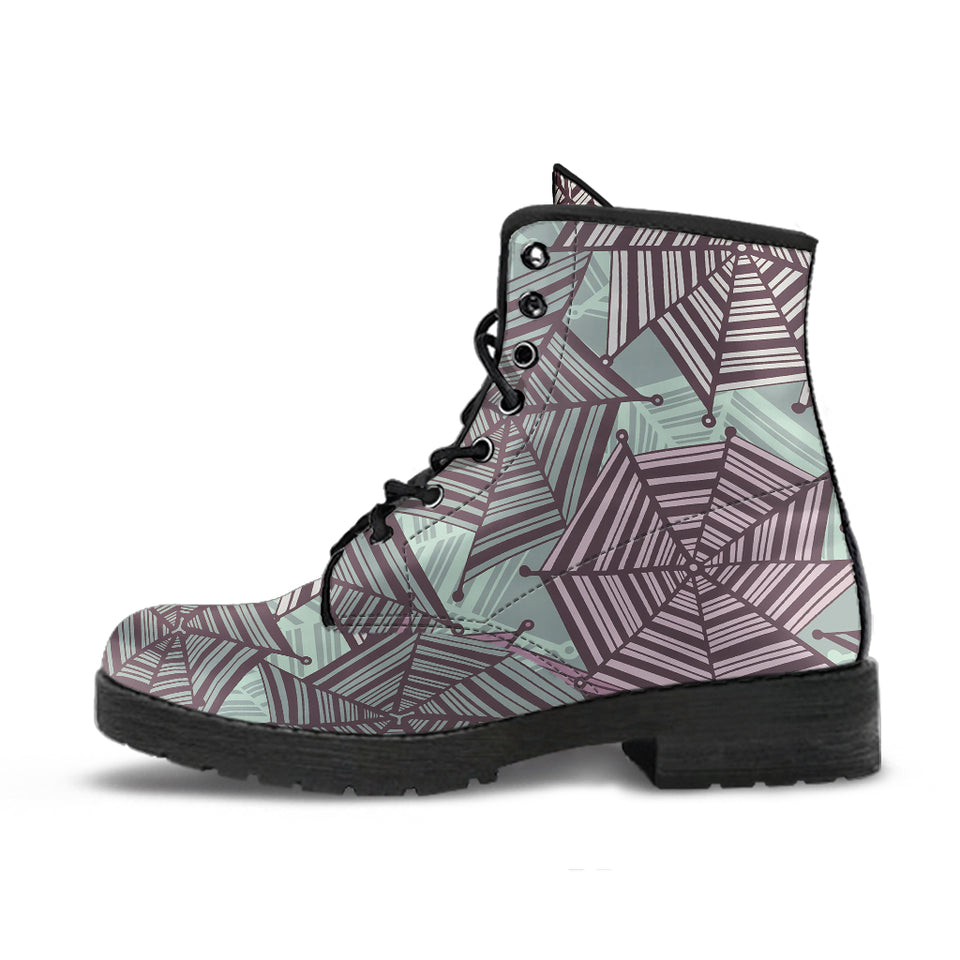 Spider Web Cobweb Design Color Pattern Leather Boots