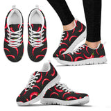 Chili Peppers Pattern Black Background Women'S Sneaker Shoes