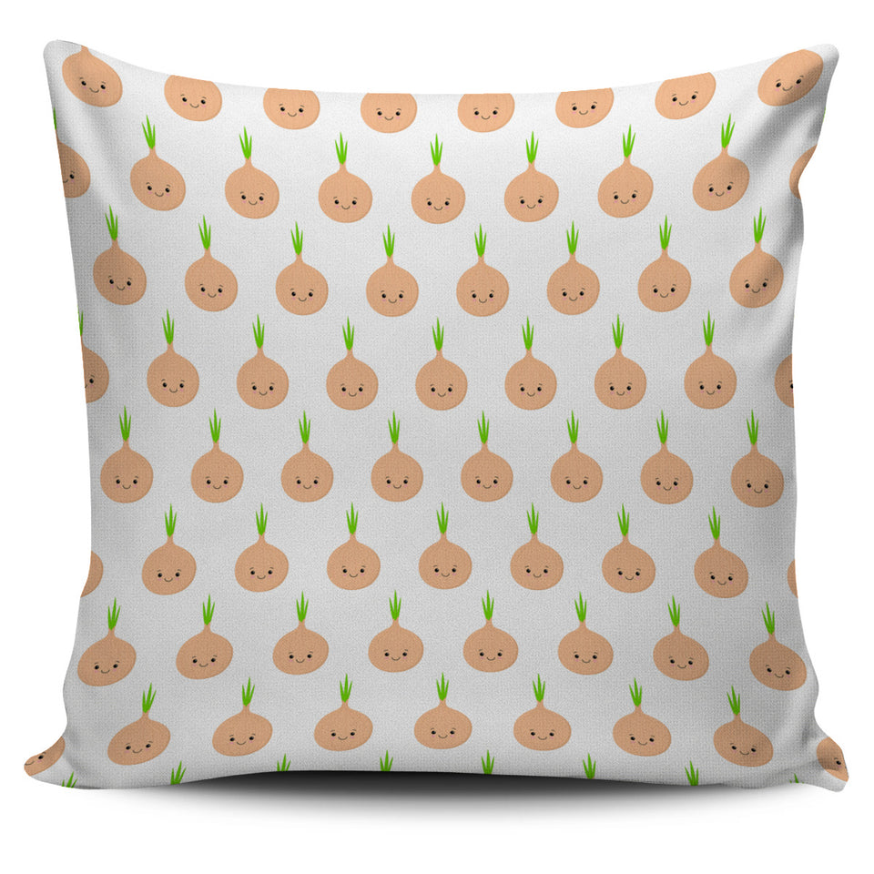 Cute Onions Smiling Faces Pillow Cover