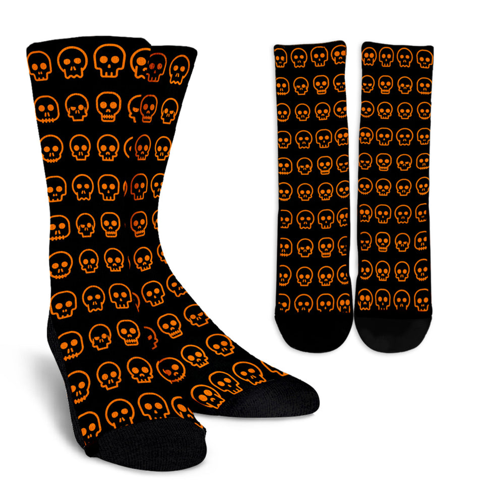 Skull Madness (Orange) Crew Socks
