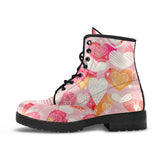 Hand Drawn Heart Design Pattern Leather Boots