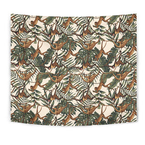 Monkey Tropical Leaves Background Wall Tapestry