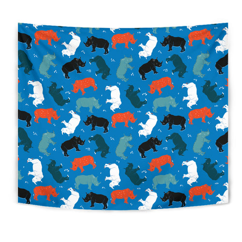 Colorful Rhino Pattern Wall Tapestry