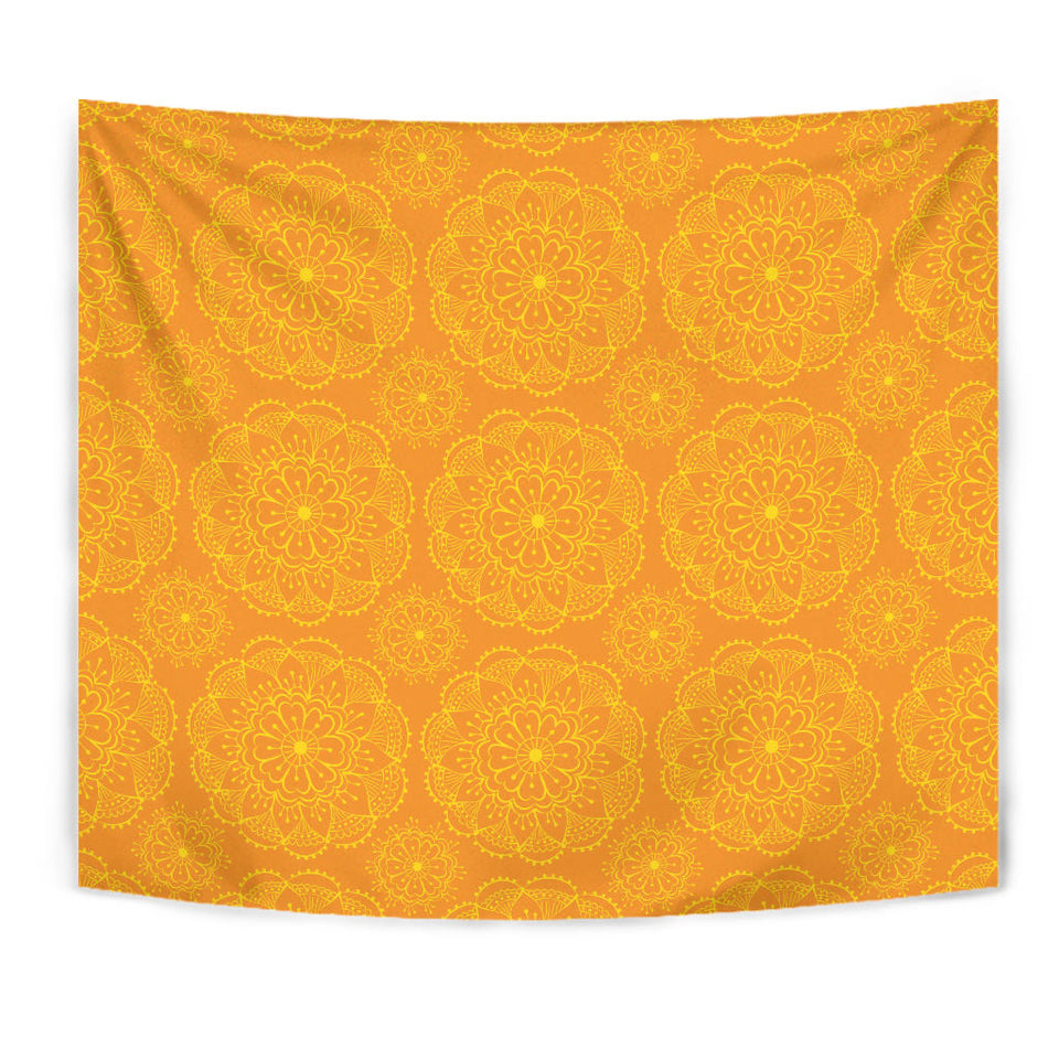 Orange Traditional Indian Element Pattern Wall Tapestry