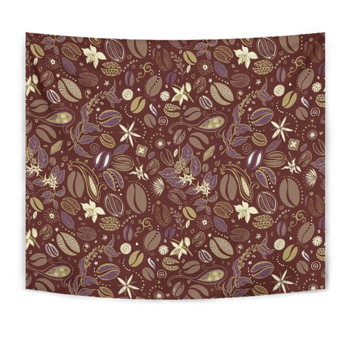Coffee Bean Flower Pattern Wall Tapestry