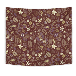 Coffee Bean Flower Pattern Wall Tapestry