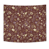 Coffee Bean Flower Pattern Wall Tapestry