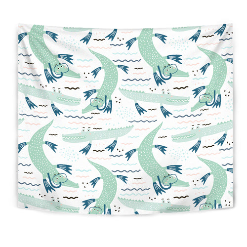 Crocodile Diver Pattern Wall Tapestry