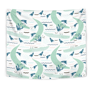 Crocodile Diver Pattern Wall Tapestry