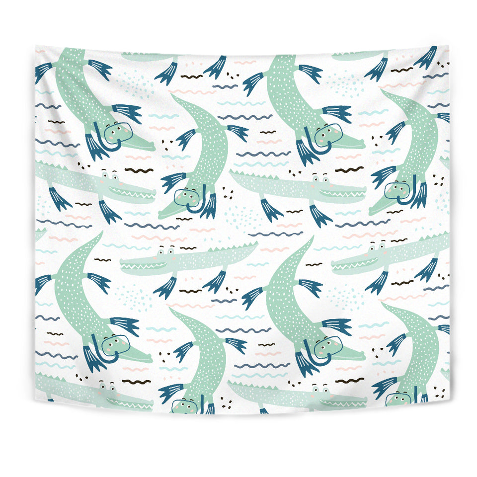 Crocodile Diver Pattern Wall Tapestry