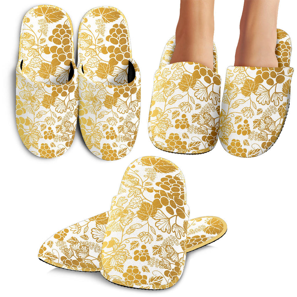 Gold Grape Pattern Slippers