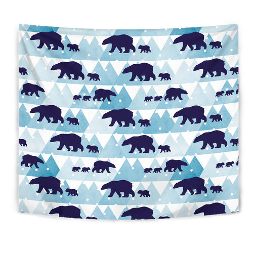Polar Bear Winter Snow Pattern Wall Tapestry