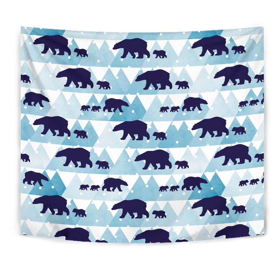 Polar Bear Winter Snow Pattern Wall Tapestry