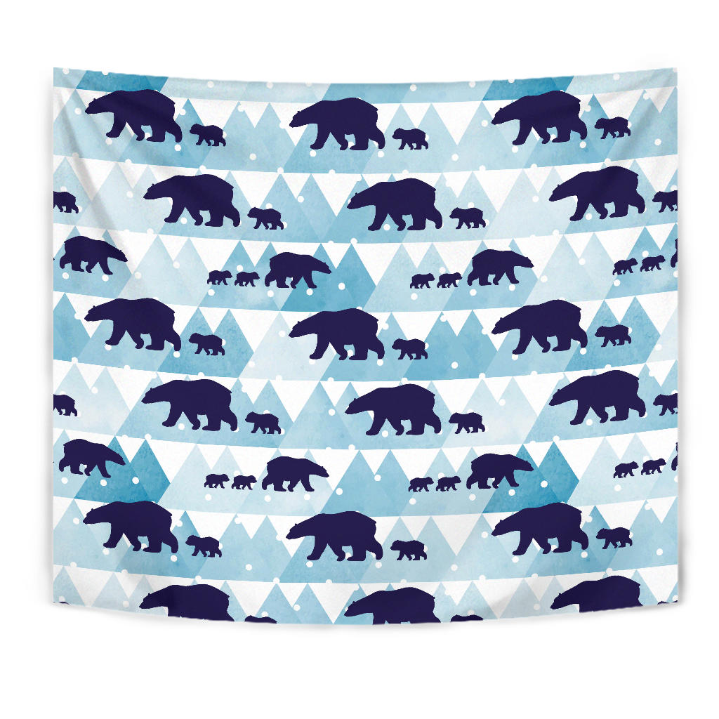 Polar Bear Winter Snow Pattern Wall Tapestry