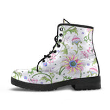 Beautiful Pink Lotus Waterlily Leaves Pattern Leather Boots