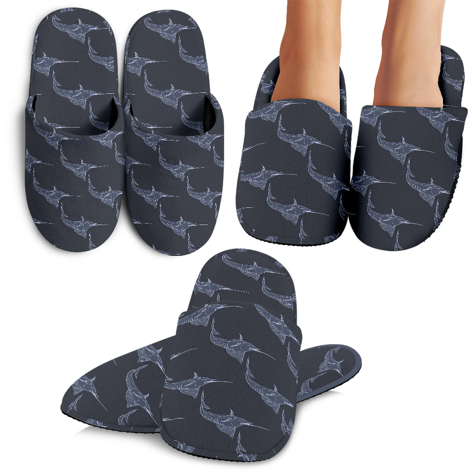 Swordfish Pattern Print Design 03 Slippers