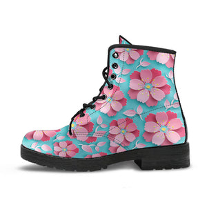 3D Sakura Cherry Blossom Pattern Leather Boots