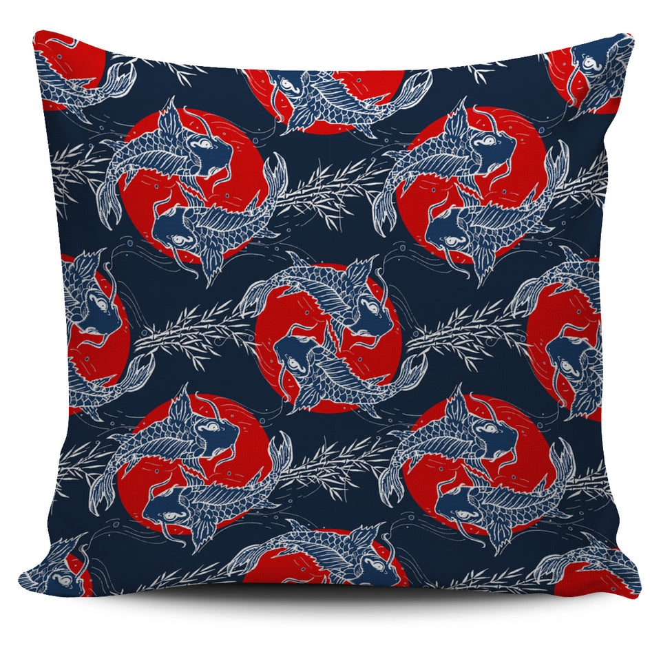Koi Fish Carp Fishs Hand Drawn Japanese Art Pillow Cover