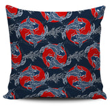 Koi Fish Carp Fishs Hand Drawn Japanese Art Pillow Cover