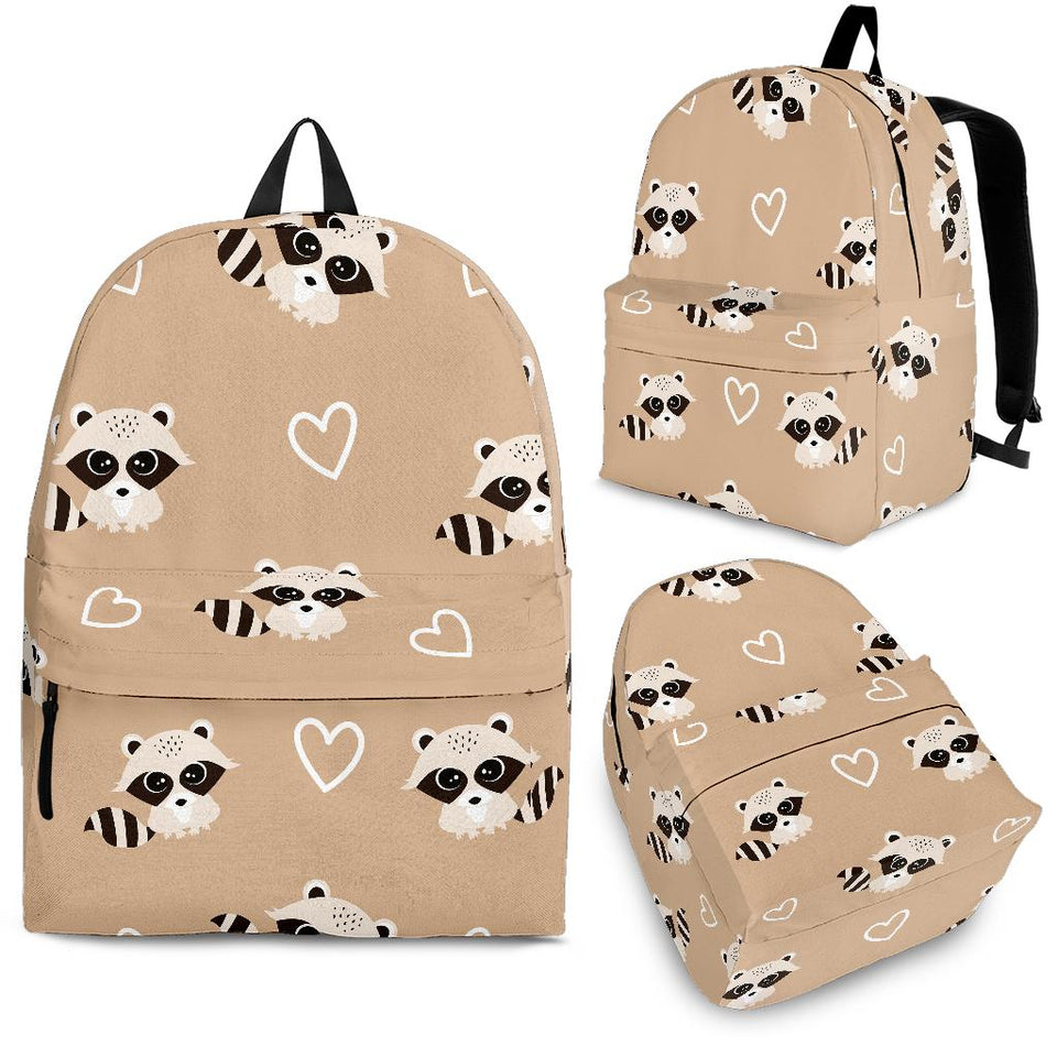 Cute Raccoon Heart Pattern Backpack