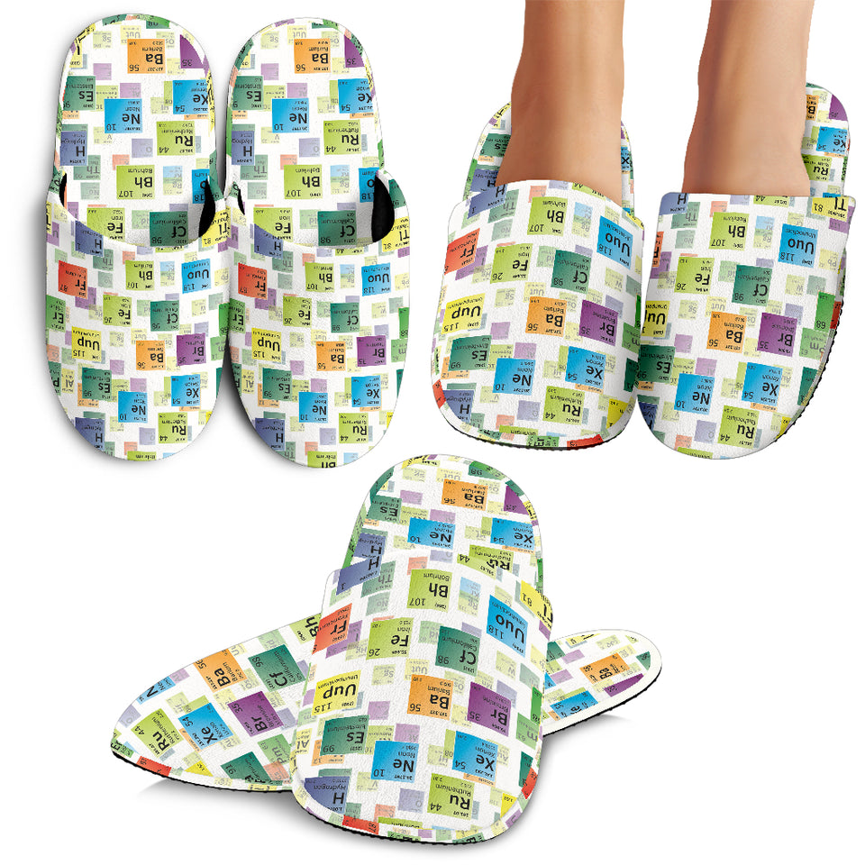 Chemistry Periodic Table Pattern Print Design 05 Slippers