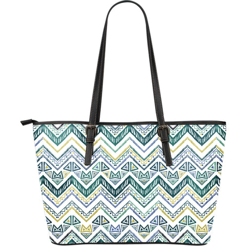 Zigzag  Chevron Paint Design Pattern Large Leather Tote Bag